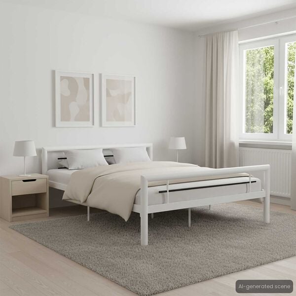 vidaXL ベッドフレーム ホワイト＆ブラック 金属製 120x200cm