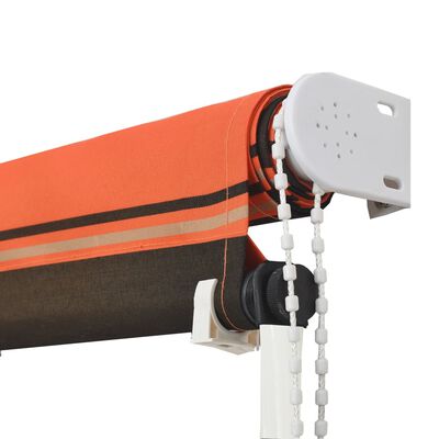 vidaXL 引き込み式オーニング 150x150cm オレンジ＆ブラウン