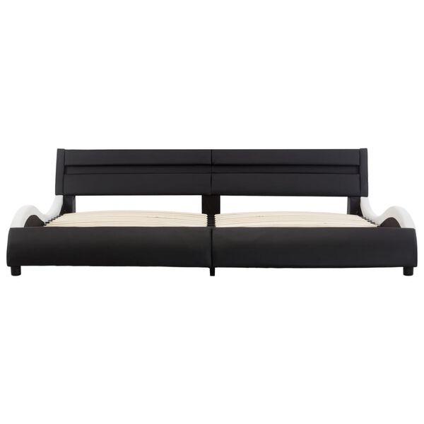 vidaXL ベッドフレーム LEDライト付き ブラック＆ホワイト 合成皮革製 180x200cm