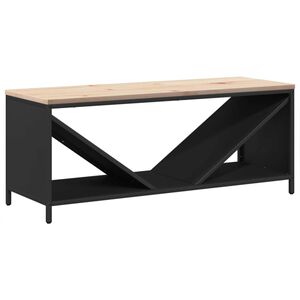 vidaXL 薪ラック 木製天板付き ブラック 100.5x35.5x40 cm