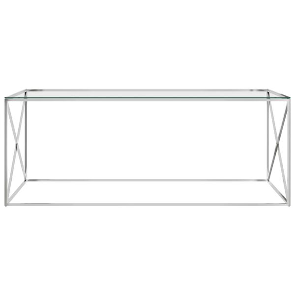 vidaXL コーヒーテーブル シルバー 120x60x45cm ステンレススチール＆ガラス製