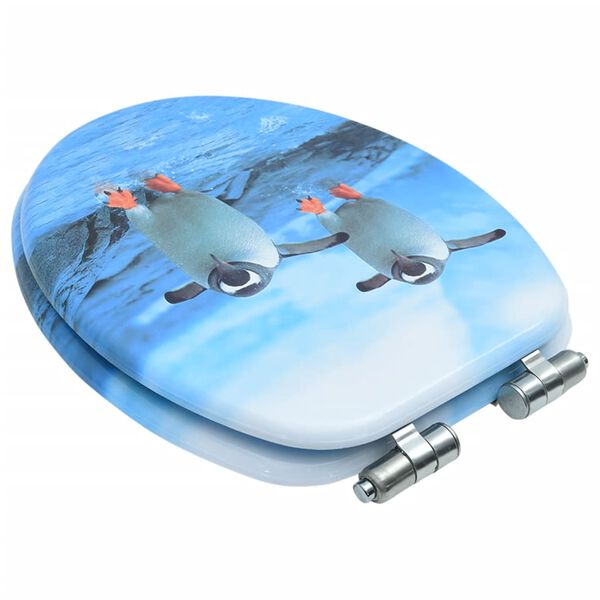 vidaXL トイレ便座 ソフトクローズ式ふた付き MDF製 ペンギンデザイン