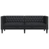 vidaXL チェスターフィールドソファ 3人掛け ブラック フェイクレザー