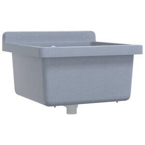 vidaXL 壁掛け式洗面器 グレー 40x40x24cm 樹脂製