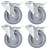 vidaXL ボルト穴回転キャスター ダブルブレーキ付き 4点 100mm