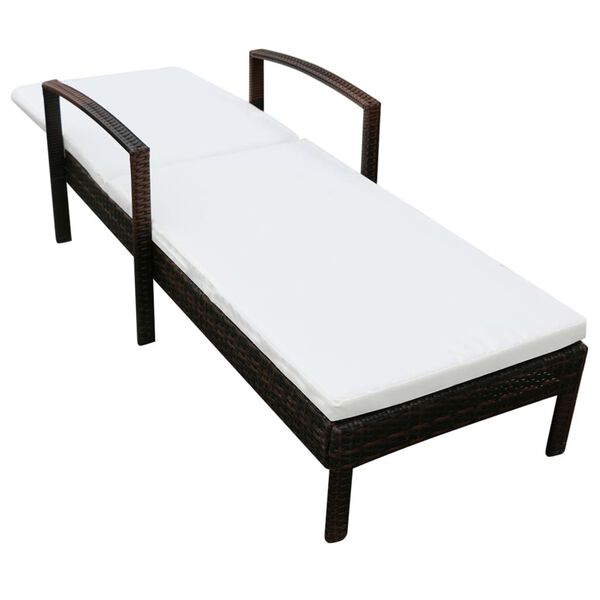 vidaXL サンラウンジャー クッション付き ポリラタン製 ブラウン