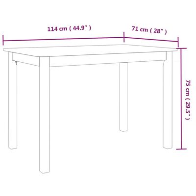 vidaXL ダイニングテーブル 114x71x75cm ホワイト ラバーウッド無垢材