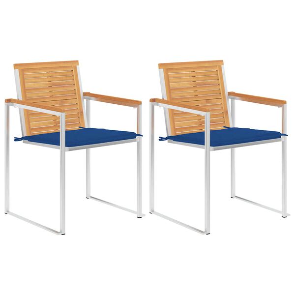 vidaXL ガーデンチェア クッション2点 チーク無垢材＆スチール (46515+314059)