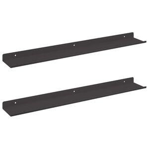 vidaXL フローティング棚 壁面取付型 2 pcs ブラック 60 x 8.5 x 2.5 cm スチール