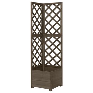 vidaXL コーナートレリスプランター グレー 40x40x150cm モミ無垢材