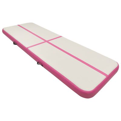 vidaXL エア体操マット ポンプ付き 500x100x20cm PVC製 ピンク