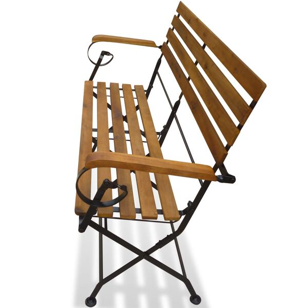 vidaXL 折り畳み式ガーデンベンチ 112cm アカシア無垢材