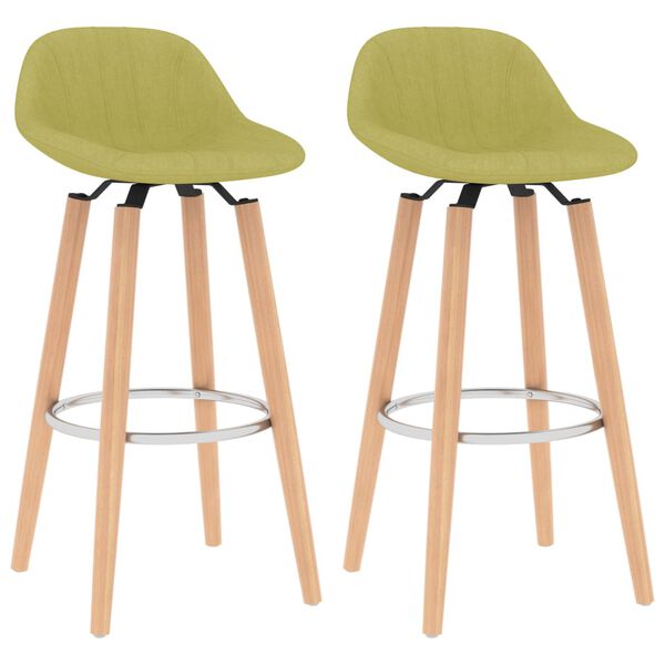 vidaXL バースツール 2点 グリーン 布製