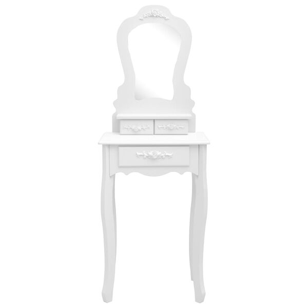 vidaXL ドレッシングテーブルセット スツール付き ホワイト 50x59x136cm 桐材