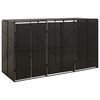 vidaXL トリプルホイールビン小屋 ブラック 207x80x117cm ポリラタン製