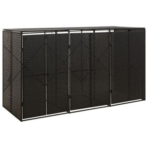 vidaXL トリプルホイールビン小屋 ブラック 207x80x117cm ポリラタン製