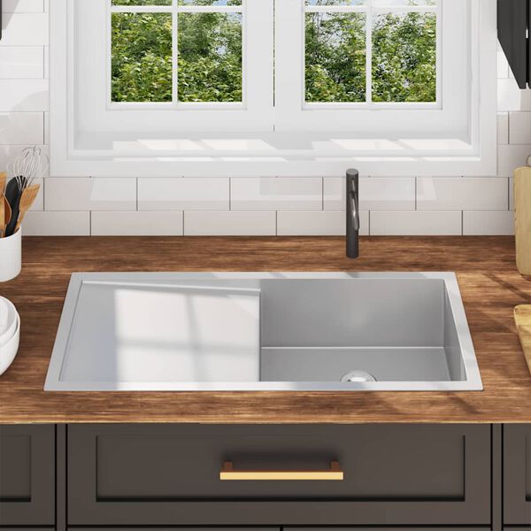 vidaXL 手作り キッチンシンク ステンレススチール製