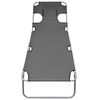 vidaXL 折りたたみサンラウンジャー 調節可能な背もたれ＆ヘッドクッション付き グレー