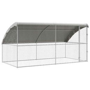 vidaXL 犬用ケージ ストレージ付き 2 pcs シルバー 4 x 2 x 2 m 亜鉛メッキ鋼
