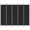 vidaXL 5枚パネル 間仕切り 250x200cm 布製 ブラック