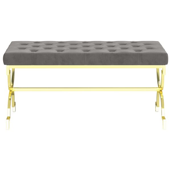 vidaXL ベンチ 99cm グレー ベルベット＆ステンレススチール製