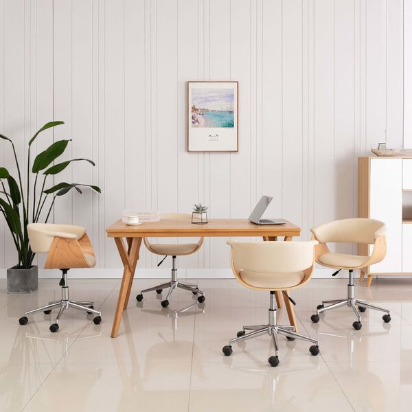 vidaXL 回転ダイニングチェア 4点セット クリーム 合成皮革張