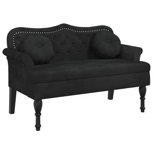 vidaXL ベンチ（クッション付き） ブラック 120.5x65x75 cm ベルベット