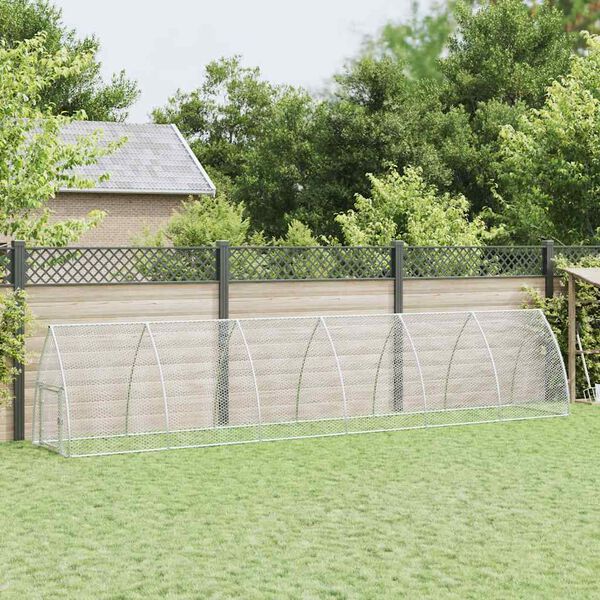 vidaXL 鶏小屋 シルバー 600x105x120 cm 亜鉛メッキ鋼