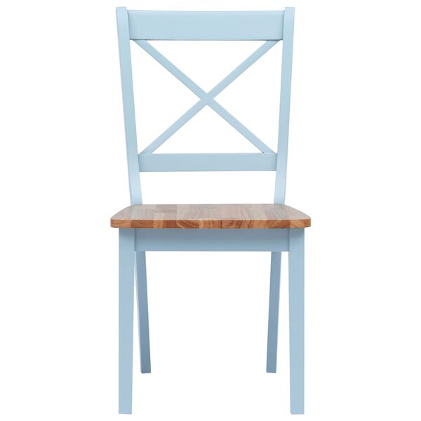 vidaXL ダイニングチェア 4点 グレー＆ライトウッド ラバーウッド無垢材