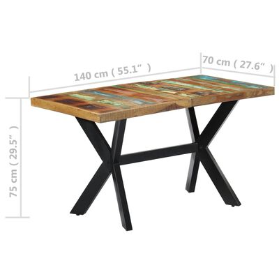 vidaXL 247439 vidaXL ダイニングテーブル 140x70x75cm 無垢再生木