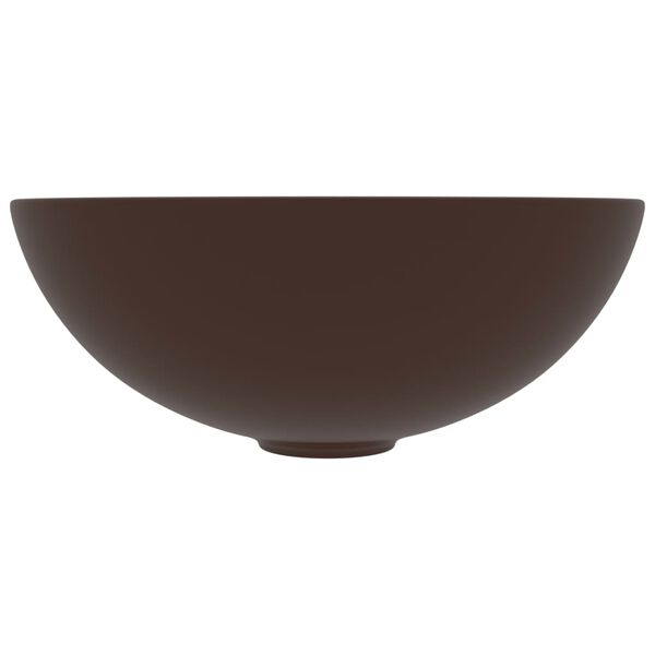 vidaXL バスルーム用 洗面ボウル セラミック製 ダークブラウン 丸型