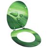 vidaXL トイレ便座 ふた付き MDF製 グリーン 水滴デザイン