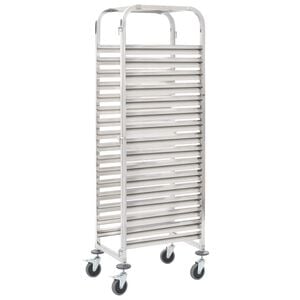 vidaXL トレイ16枚用 キッチントロリー 38x55x163cm ステンレススチール製