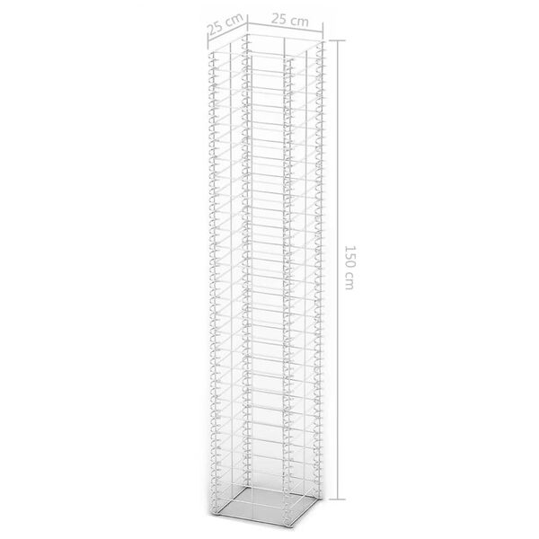 vidaXL ガビオン3点セット 亜鉛メッキ鋼線製 25x25x150cm