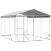 vidaXL 屋外犬小屋 屋根付き シルバー 3x4.5x2.5 m 亜鉛メッキ鋼製