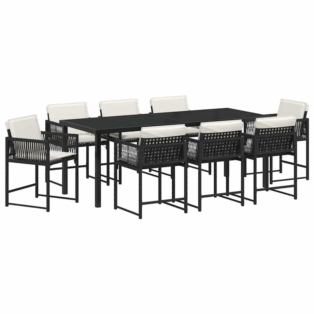 ８割値引き！オークション！新品購入 47500円 ガーデンダイニング３点セット vidaXL ガーデンダイニングセット 9 個 ブラック ポリラタン | vidaXL.jp