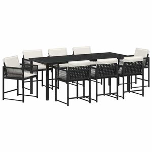 vidaXL ガーデンダイニングセット 9 pcs ブラック ポリラタン