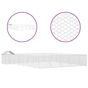 vidaXL 屋外犬小屋 屋根付き シルバー 12x12x2.5 m 亜鉛メッキ鋼製