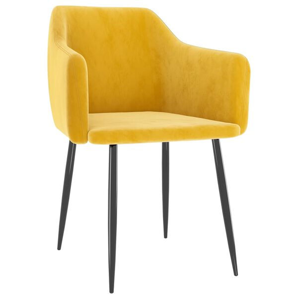 vidaXL ダイニングチェア 2点 マスタードイエロー ベルベット製