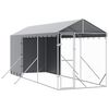 vidaXL 屋外犬小屋 屋根付き シルバー 2x6x2.5 m 亜鉛メッキ鋼製