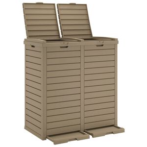vidaXL 屋外用ゴミ箱 ライトブラウン 78x41x86 cm ポリプロピレン