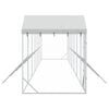 vidaXL 屋外犬小屋 屋根付き シルバー 14x2x2.5 m 亜鉛メッキ鋼製