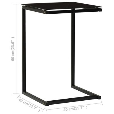vidaXL サイドテーブル ブラック 40x40x60cm 強化ガラス製