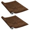 vidaXL 粘着式家具保護フィルム 2枚セット ダークオーク 500x90cm PVC製
