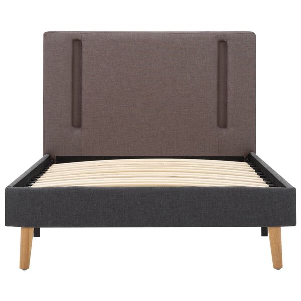 vidaXL ベッドフレーム LEDライト付き トープ＆ダークグレー 布製 100x200cm