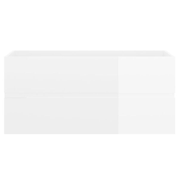 vidaXL シンクキャビネット ハイグロスホワイト 100x38.5x45cm パーティクルボード