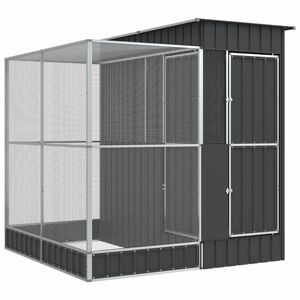 vidaXL 鳥小屋 拡張付き シルバー 209x203x216 cm スチール