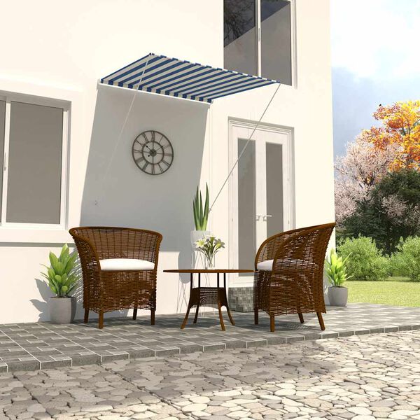 vidaXL 引き込み式オーニング 100x150cm ブルー＆ホワイト