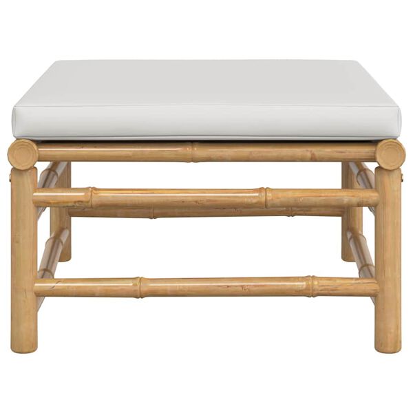 vidaXL ガーデンフットスツール ライトグレークッション付き 竹製