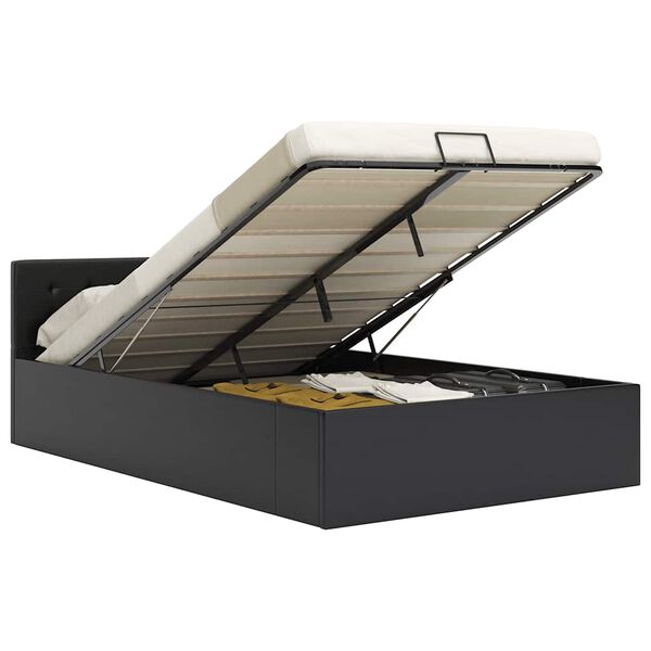 vidaXL 油圧式収納ベッドフレーム ブラック 合成皮革製 120x200cm